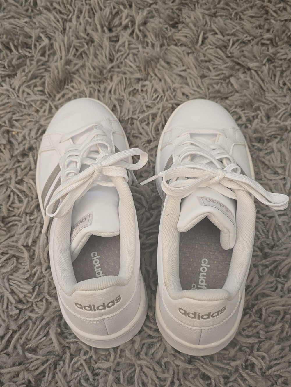adidas White Sneakers with Silver Accents